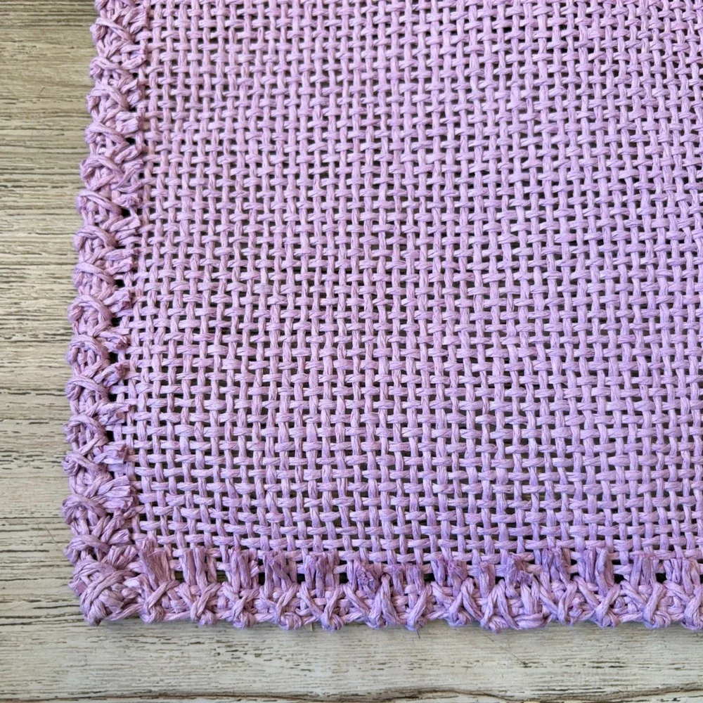 Vtg Lavender Purple Woven Raffia Placemats Set of 5 Boho Rustic Table Mats 17x12